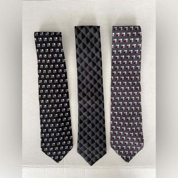 Other - Perry Ellis Portfolio Bundle Elegant Silk Black and Gray Pattern Ties